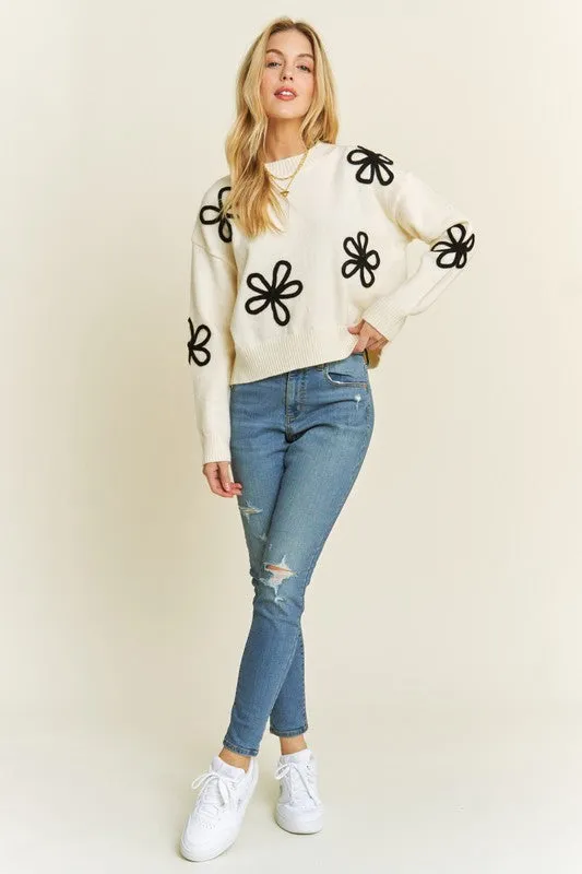Long Sleeve Floral 3D Sweater