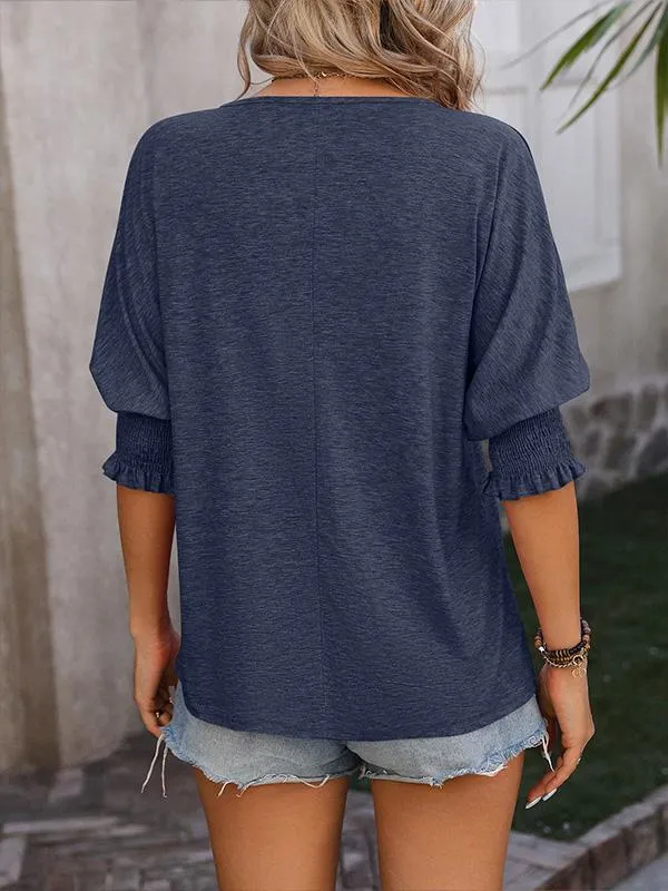 Loose V-neck and Dolman Sleeve T-shirt 51367206