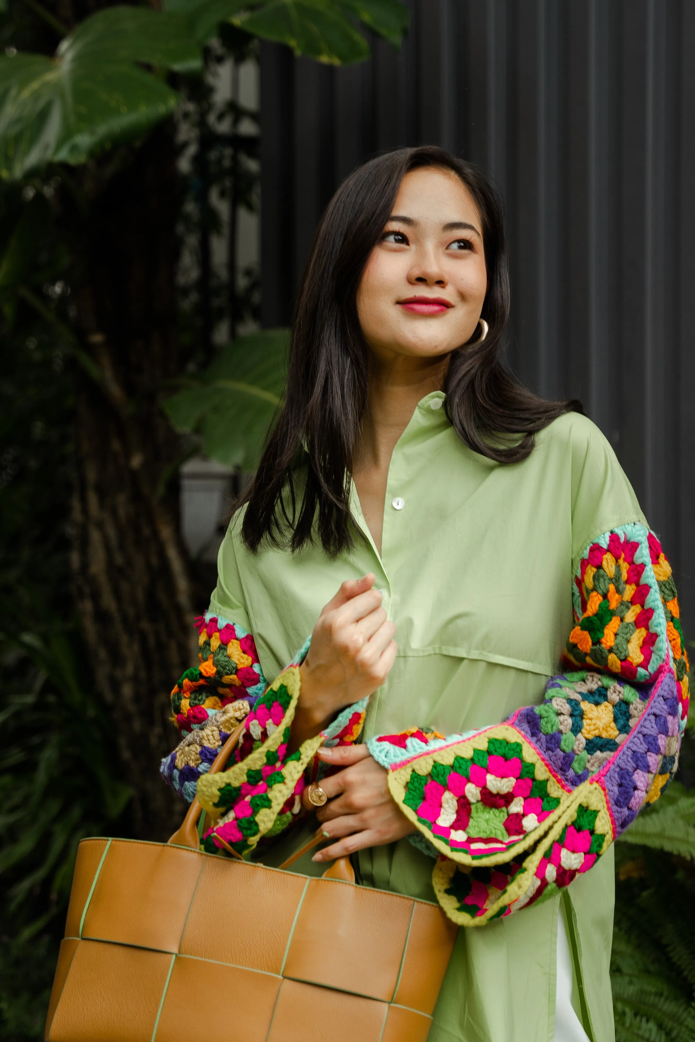 LoveBird Oversized Shirt with Multicolour Sleeves