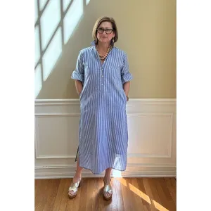 Lucia Midi Dress - Blue Stripe