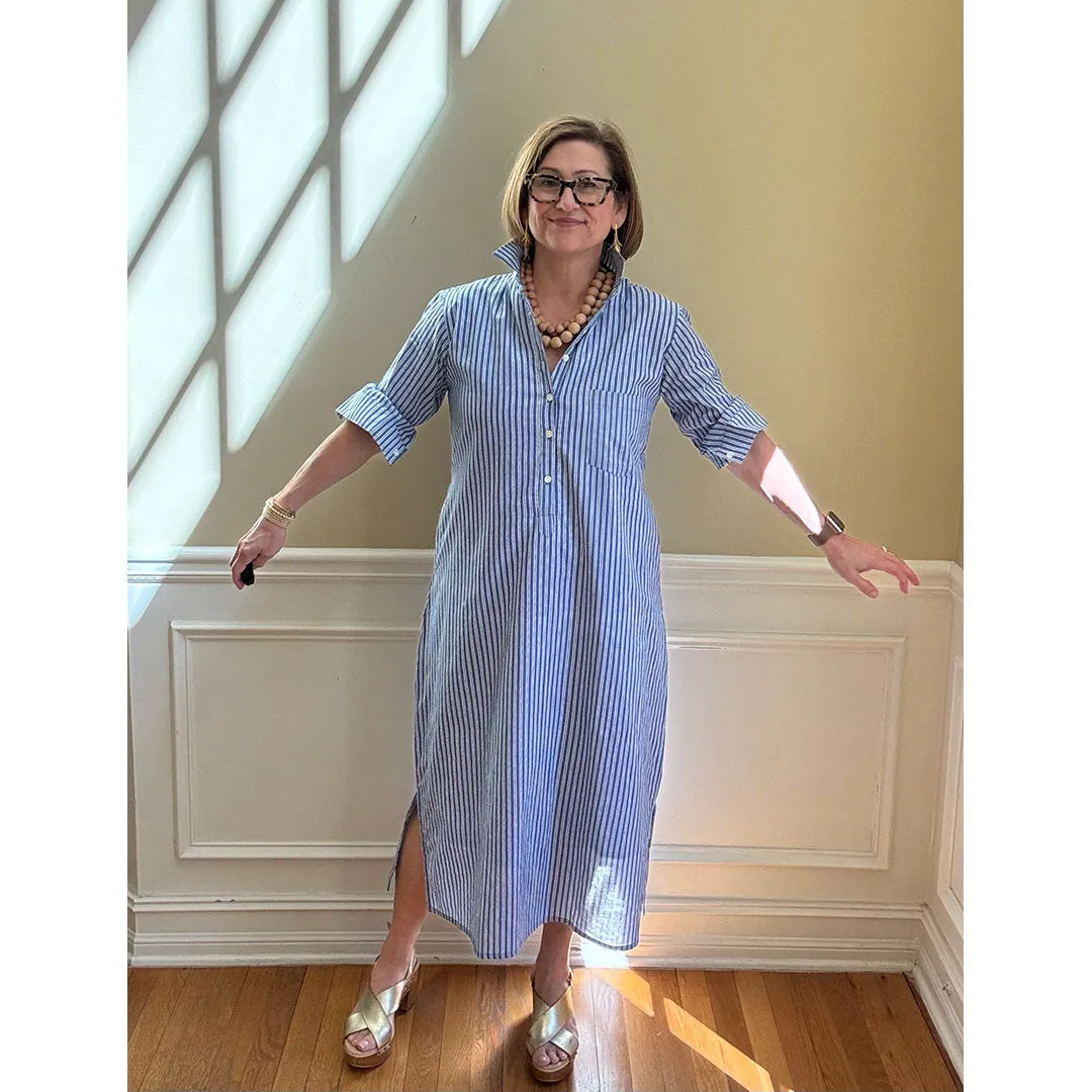 Lucia Midi Dress - Blue Stripe