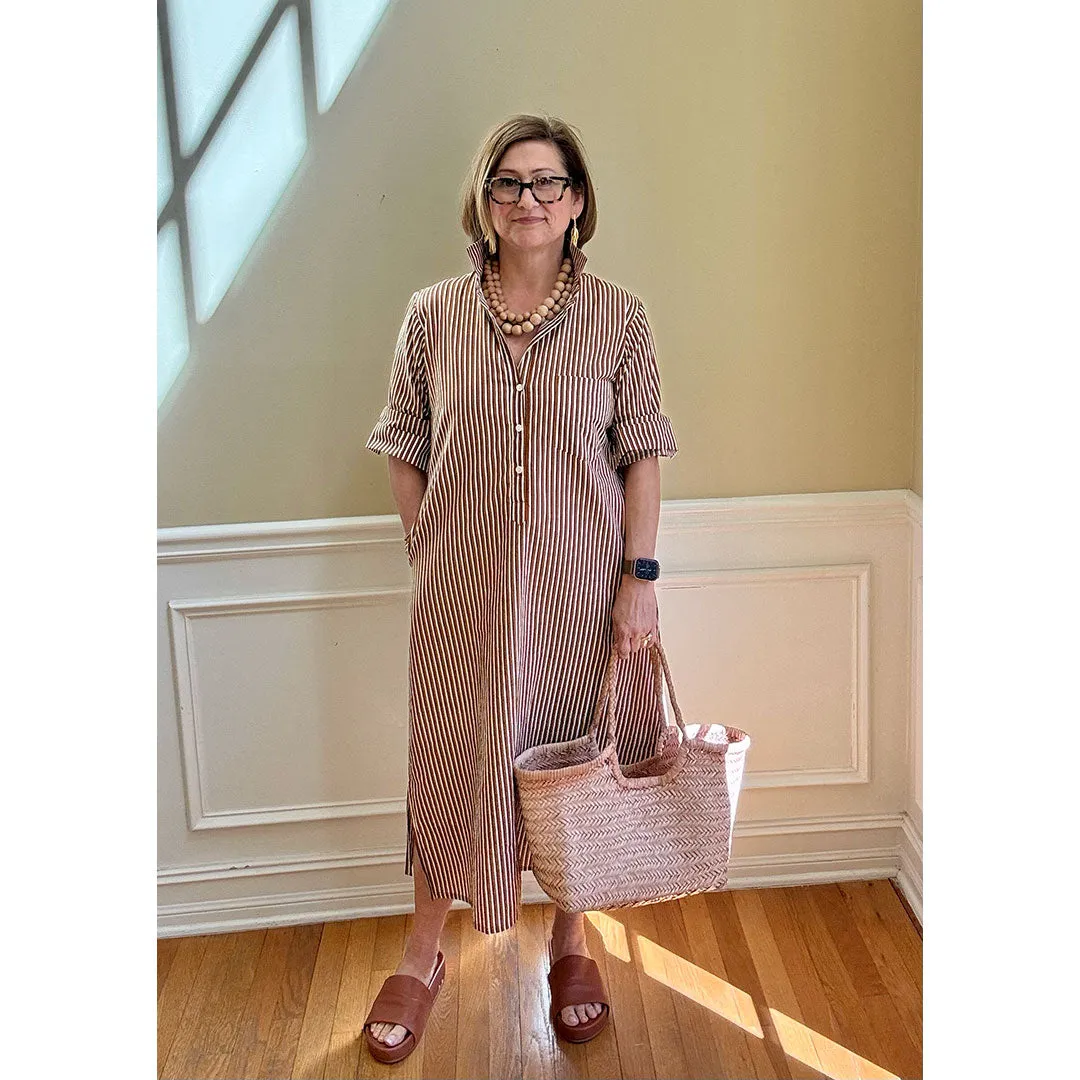 Lucia Midi Dress - Brown Stripe