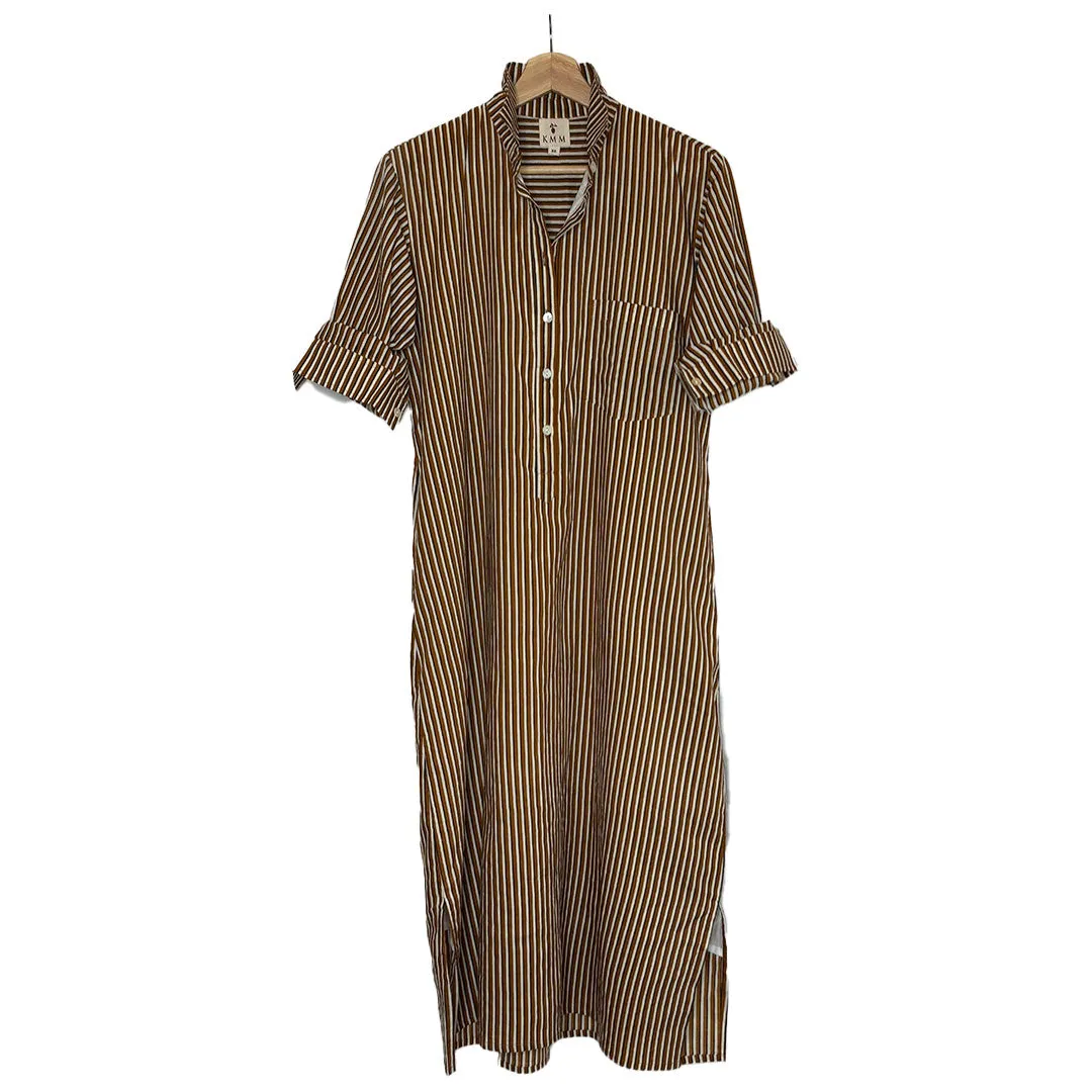Lucia Midi Dress - Brown Stripe