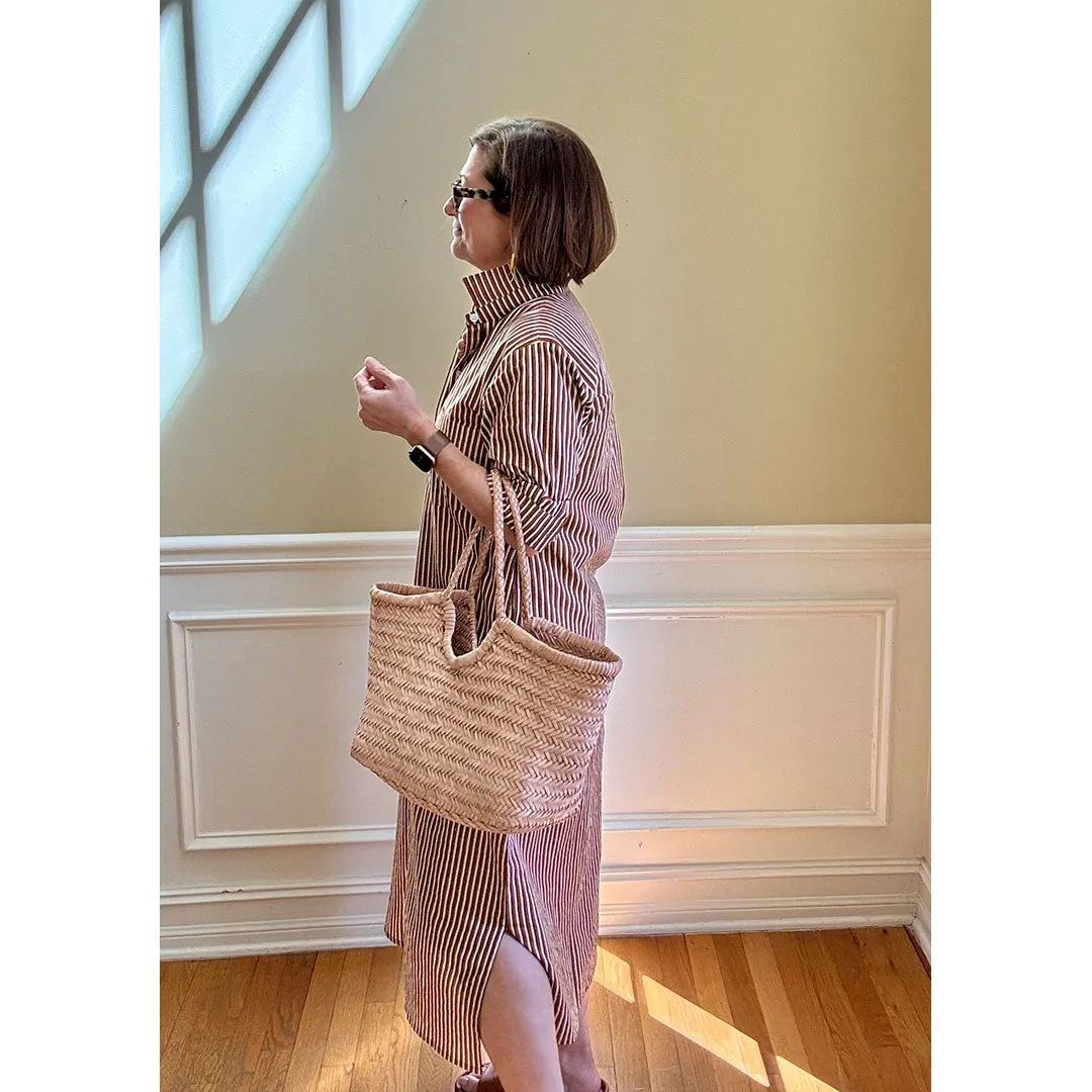 Lucia Midi Dress - Brown Stripe