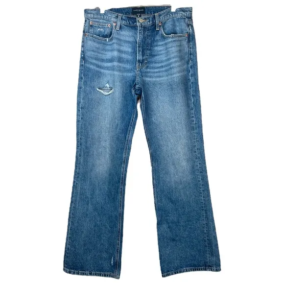 Lucky Brand Boyfriend Mid Rise Flare Jeans Denim Distressed Light Wash 10 | 30 R