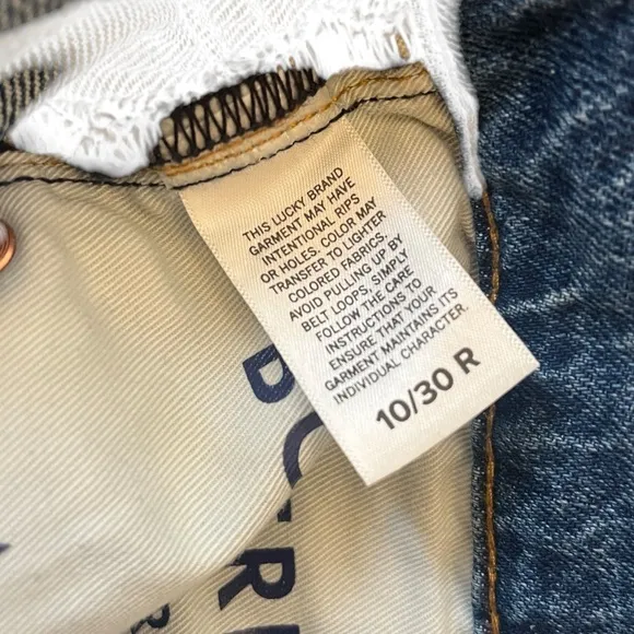 Lucky Brand Boyfriend Mid Rise Flare Jeans Denim Distressed Light Wash 10 | 30 R