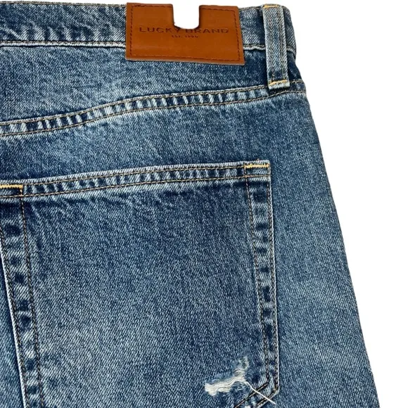 Lucky Brand Boyfriend Mid Rise Flare Jeans Denim Distressed Light Wash 10 | 30 R