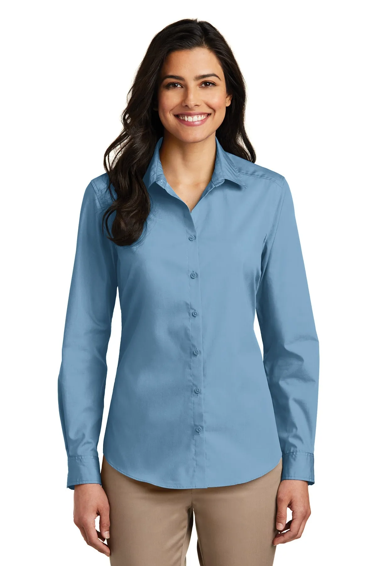 LW100 Port Authority® Ladies Long Sleeve Carefree Poplin Shirt