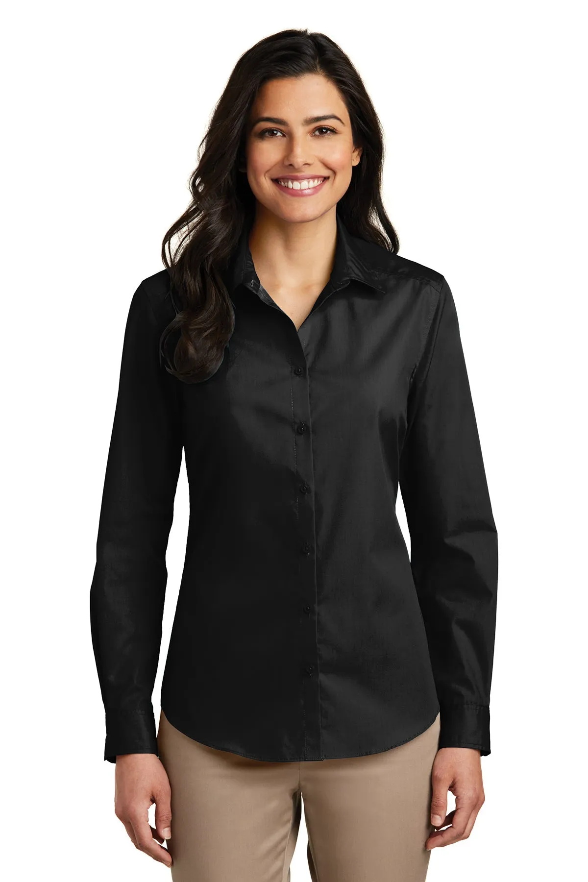 LW100 Port Authority® Ladies Long Sleeve Carefree Poplin Shirt