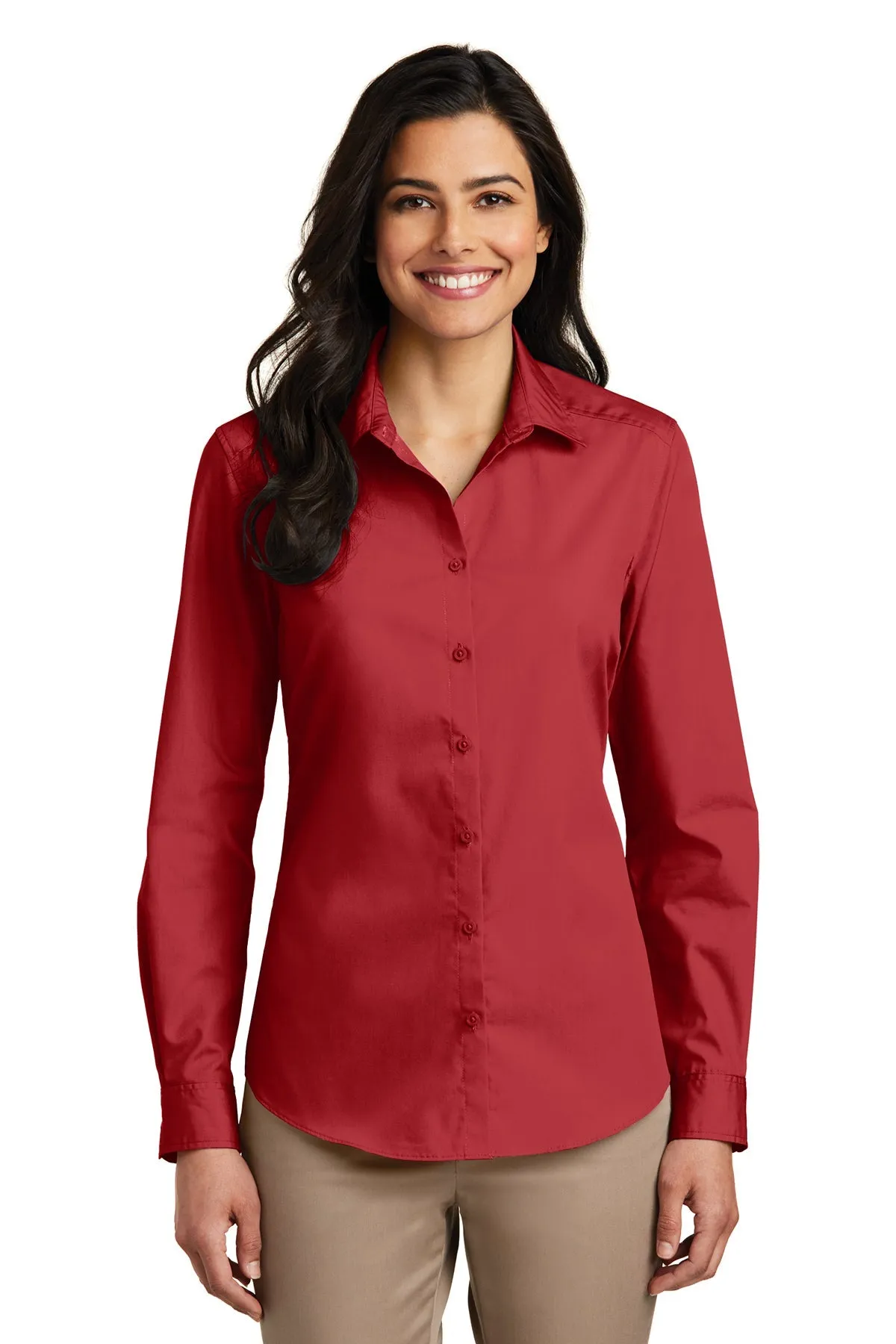 LW100 Port Authority® Ladies Long Sleeve Carefree Poplin Shirt