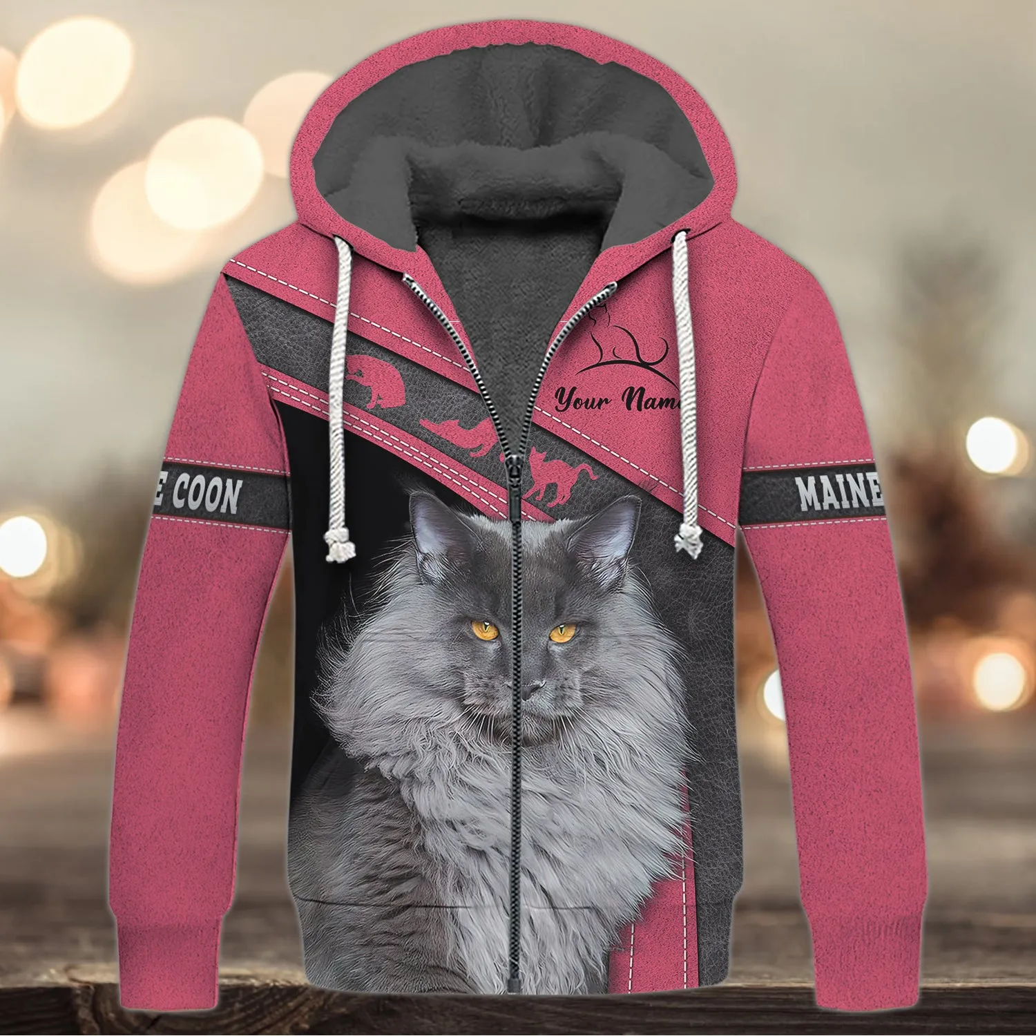 Maine Coon Pink Love Cats 3D Shirts Design, Hoodie T Shirt