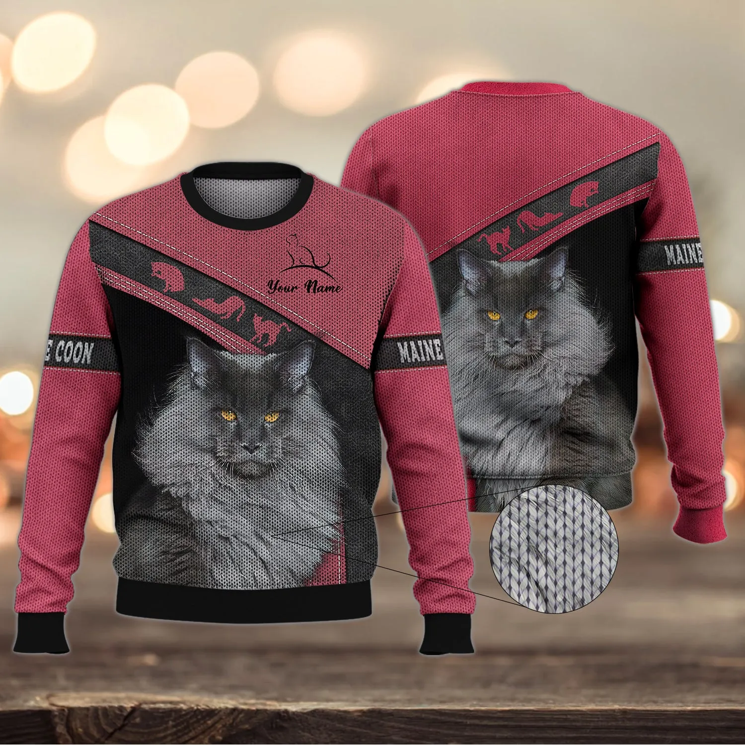 Maine Coon Pink Love Cats 3D Shirts Design, Hoodie T Shirt