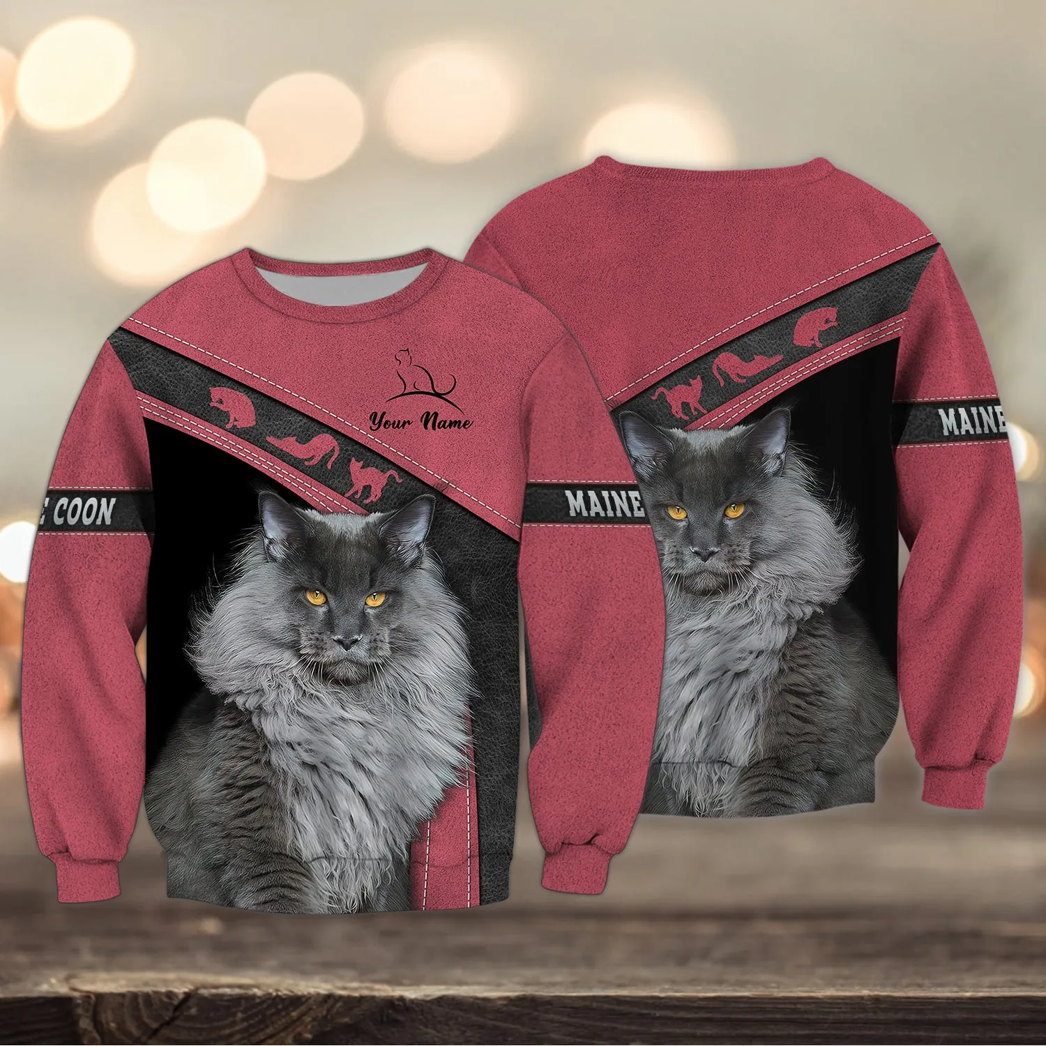 Maine Coon Pink Love Cats 3D Shirts Design, Hoodie T Shirt
