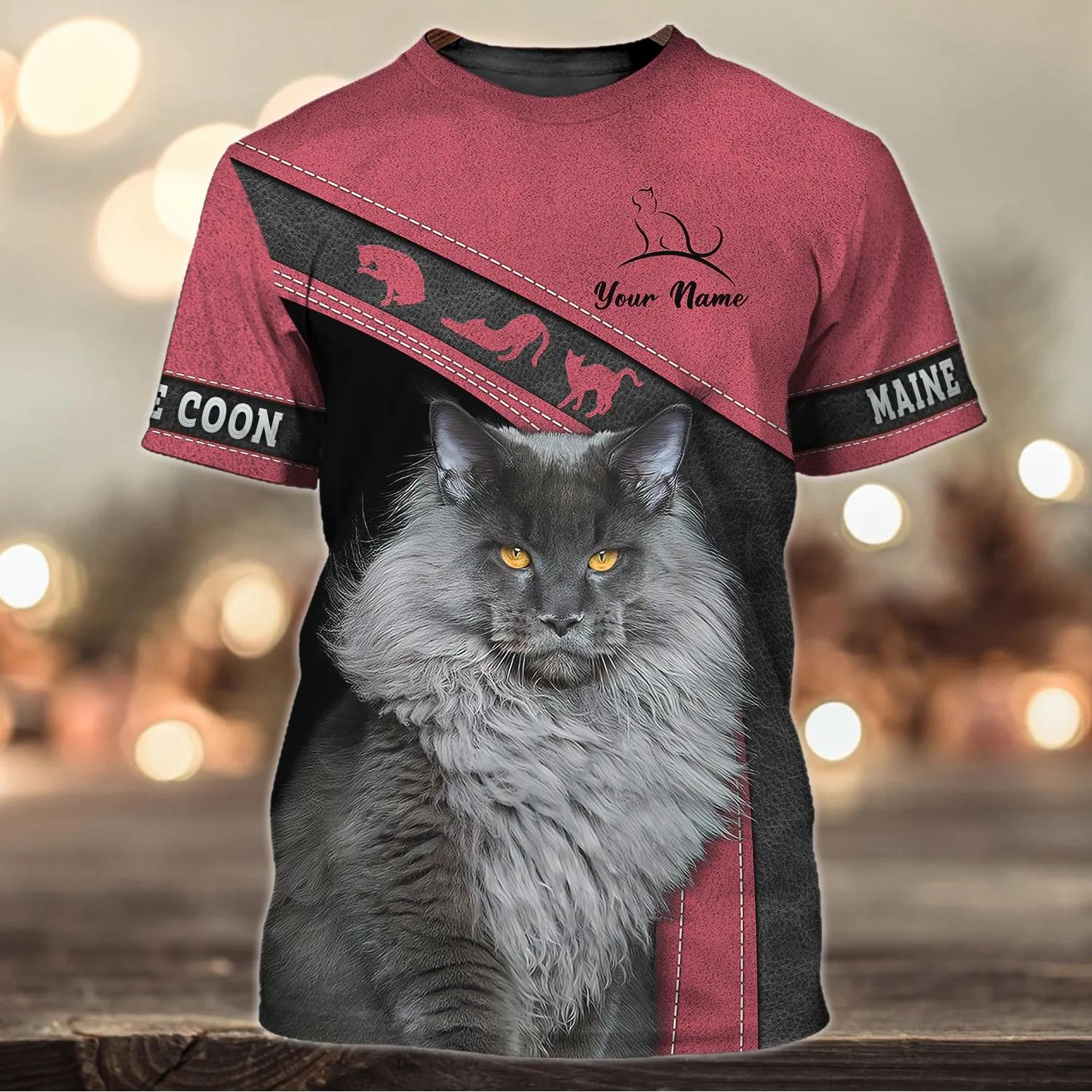 Maine Coon Pink Love Cats 3D Shirts Design, Hoodie T Shirt