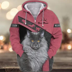 Maine Coon Pink Love Cats 3D Shirts Design, Hoodie T Shirt