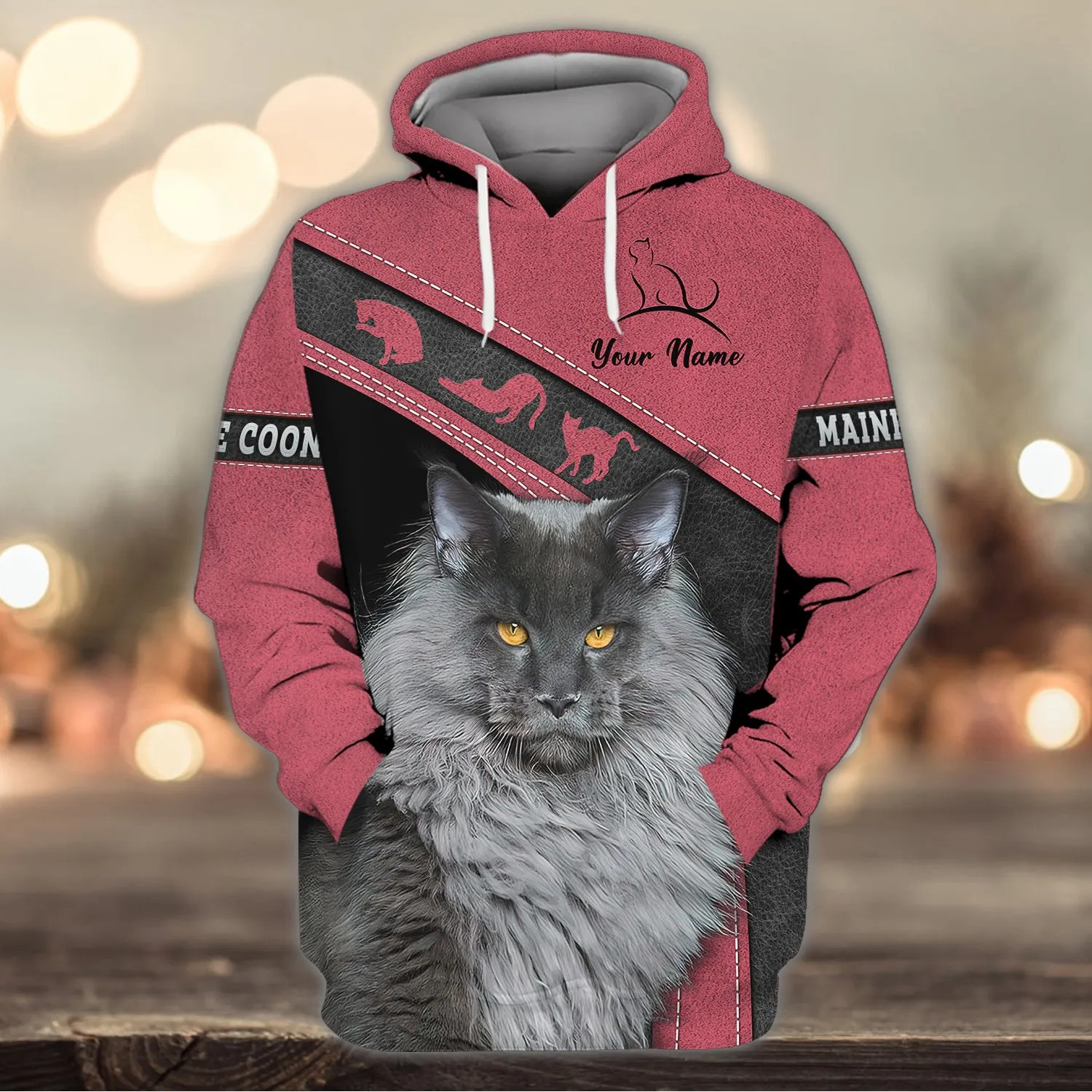 Maine Coon Pink Love Cats 3D Shirts Design, Hoodie T Shirt