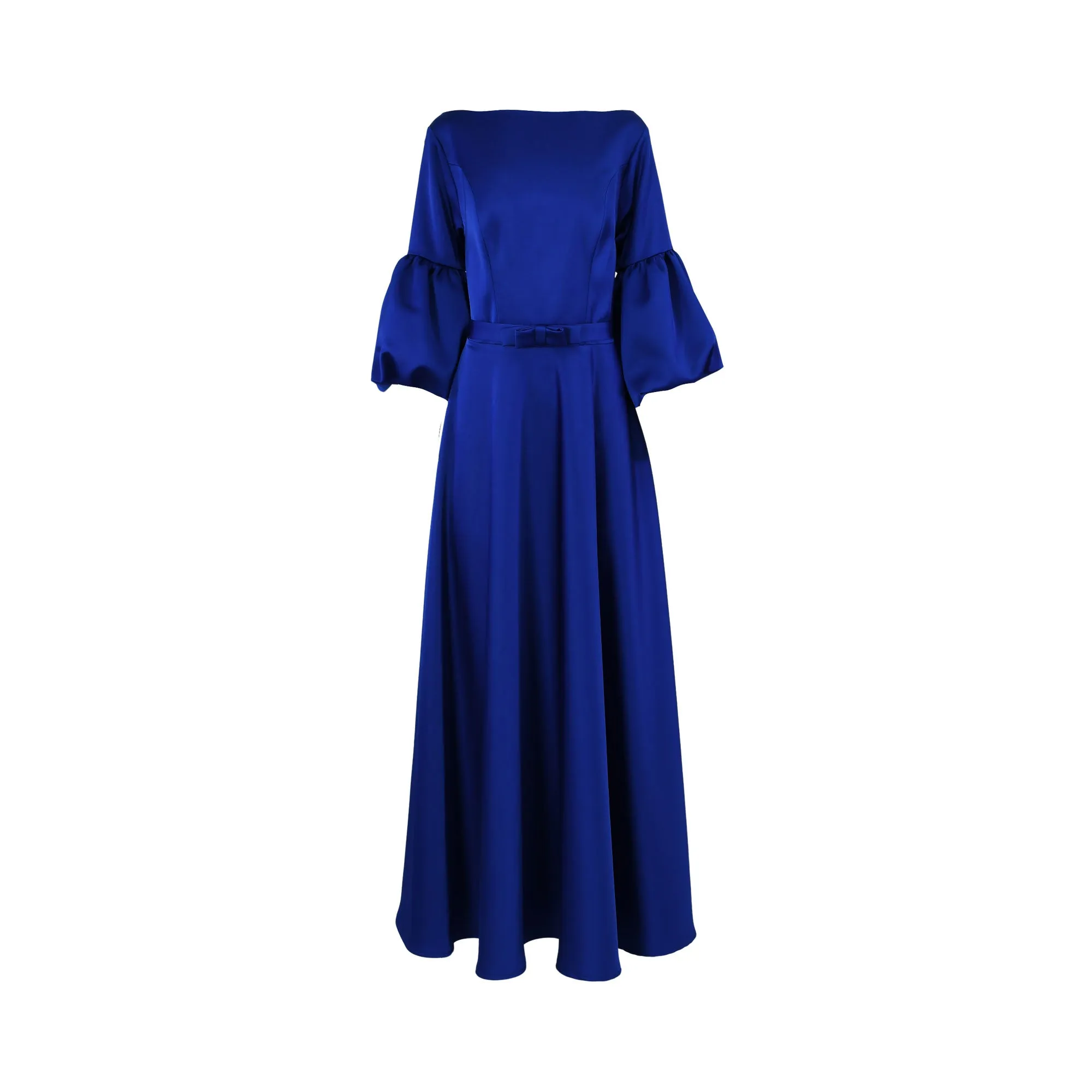 Maison Darine Women's Royal Blue Dress with Dramatic Sleeves