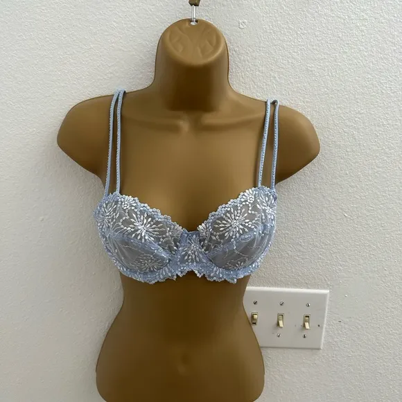 Marie Jo Jane Blue Balcony Horizontal Seam Embroidered Bra In Summer Jeans 36 B