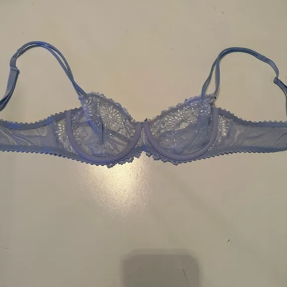 Marie Jo Jane Blue Balcony Horizontal Seam Embroidered Bra In Summer Jeans 36 B