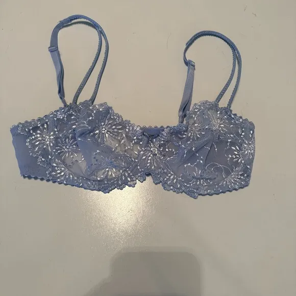 Marie Jo Jane Blue Balcony Horizontal Seam Embroidered Bra In Summer Jeans 36 B