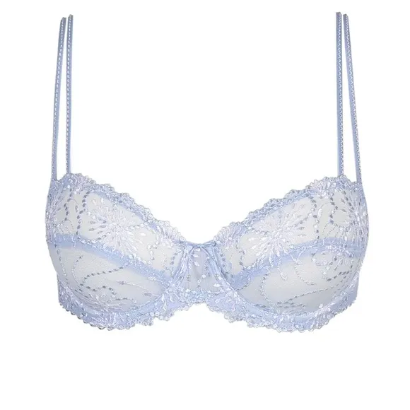Marie Jo Jane Blue Balcony Horizontal Seam Embroidered Bra In Summer Jeans 36 B
