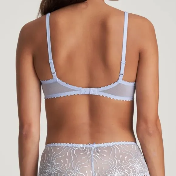 Marie Jo Jane Blue Balcony Horizontal Seam Embroidered Bra In Summer Jeans 36 B