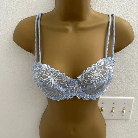 Marie Jo Jane Blue Balcony Horizontal Seam Embroidered Bra In Summer Jeans 36 B