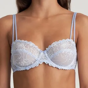 Marie Jo Jane Blue Balcony Horizontal Seam Embroidered Bra In Summer Jeans 36 B