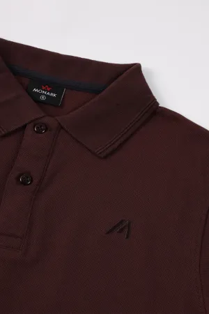MAROON BONE-COLLAR POLO SHIRT
