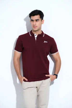 Maroon T Shirt Collar HS