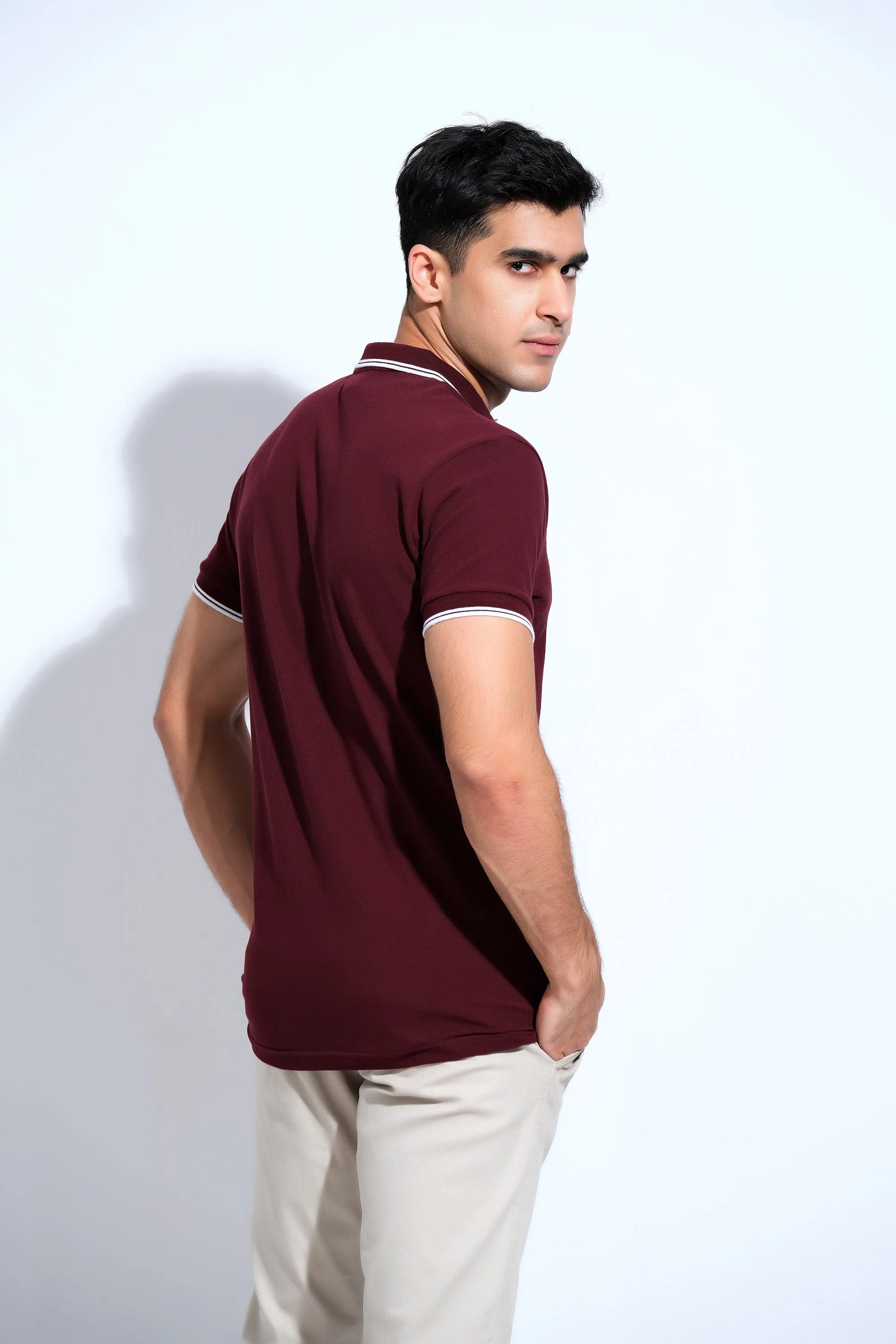 Maroon T Shirt Collar HS