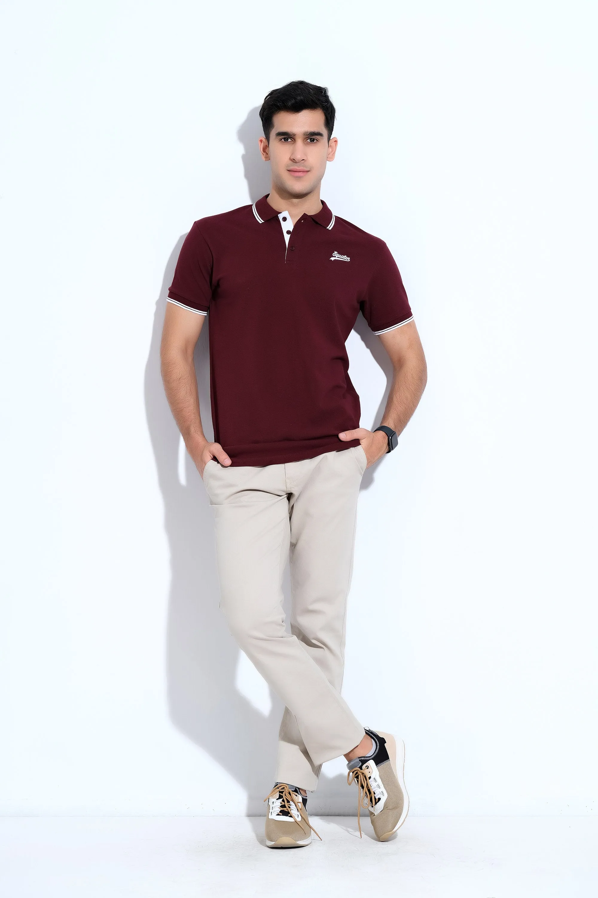 Maroon T Shirt Collar HS