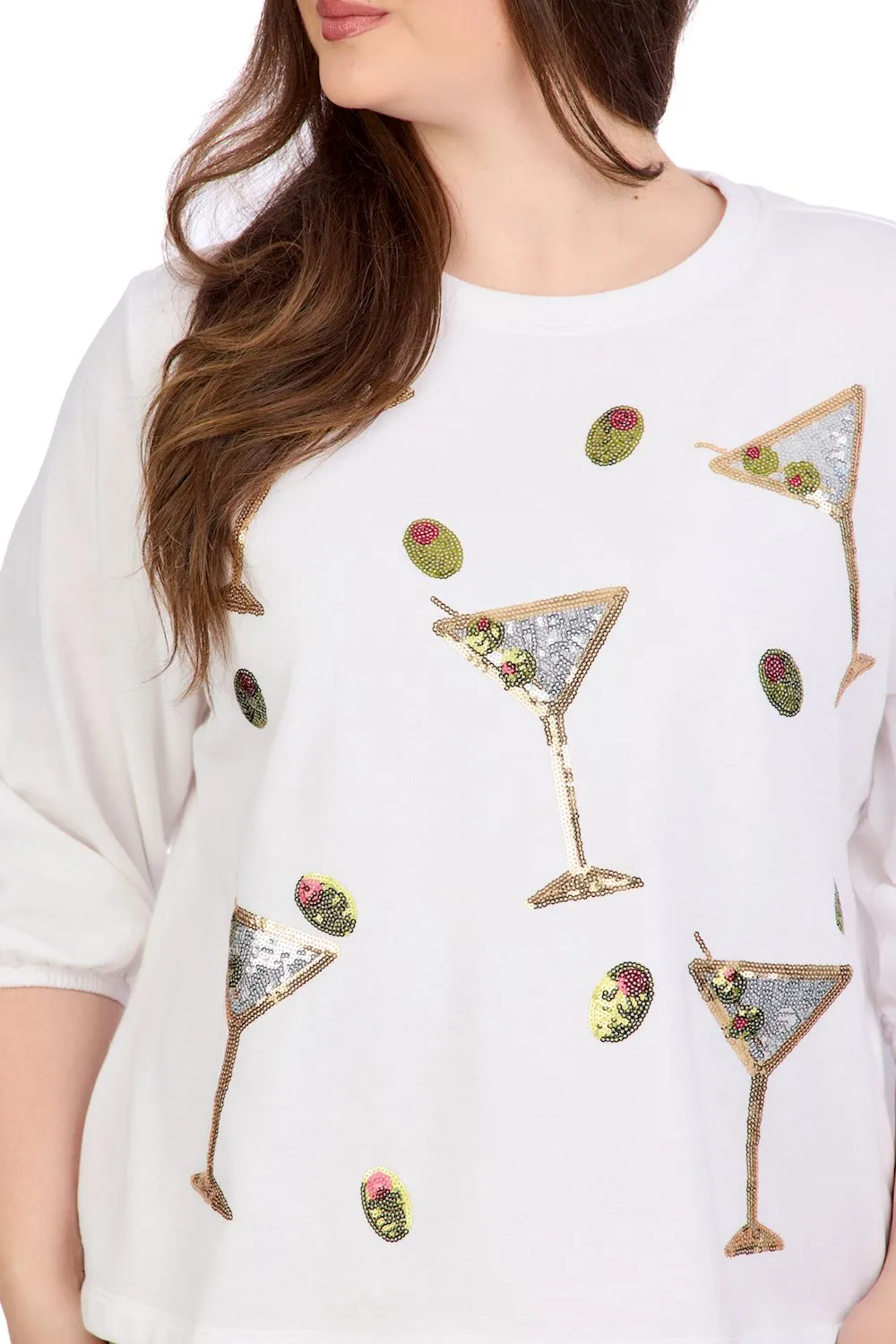 Martini Sparkle Sweatshirt - White by Mud Pie