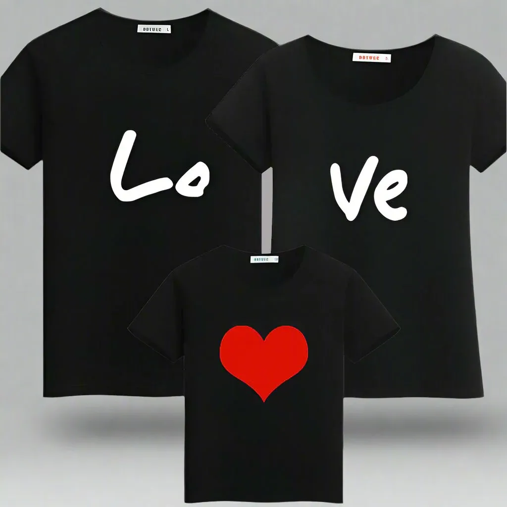 Matching Family "LOVE" T-Shirt Set – Adorable Family Heart Design