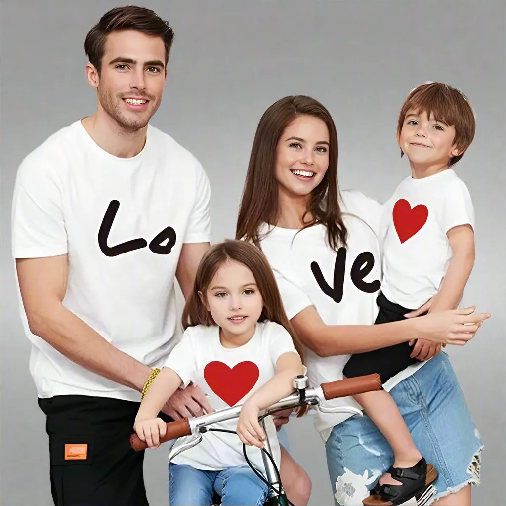 Matching Family "LOVE" T-Shirt Set – Adorable Family Heart Design