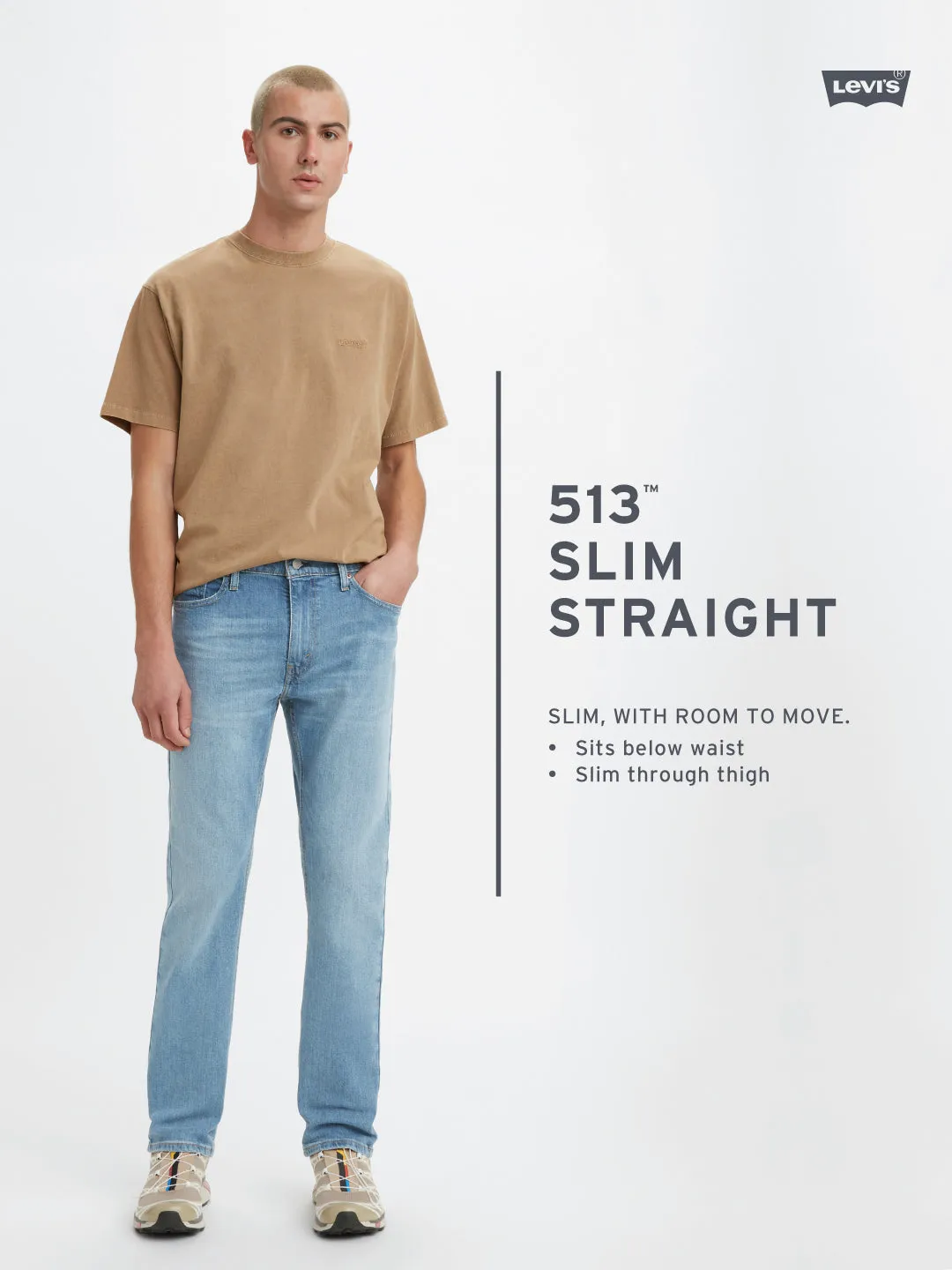 Men's 513 Blue Slim Fit Mid Rise Jeans