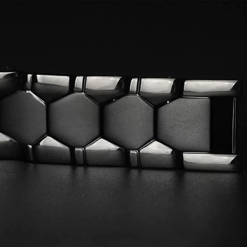 Men's Black Stainless Steel Magnetic Therapy Bracelet for Health and Well-being