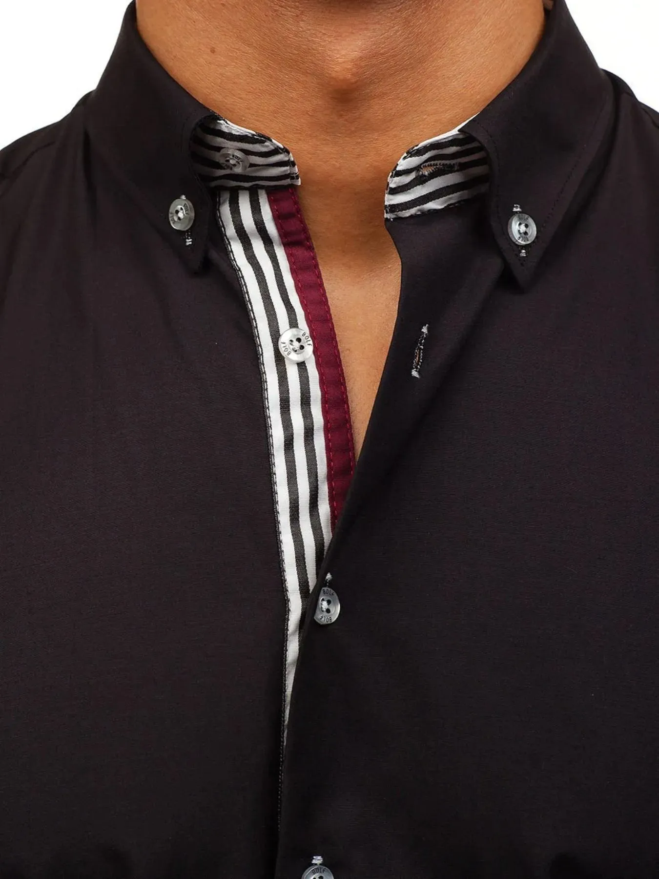 Men's Button-Down Shirt with Striped Detail