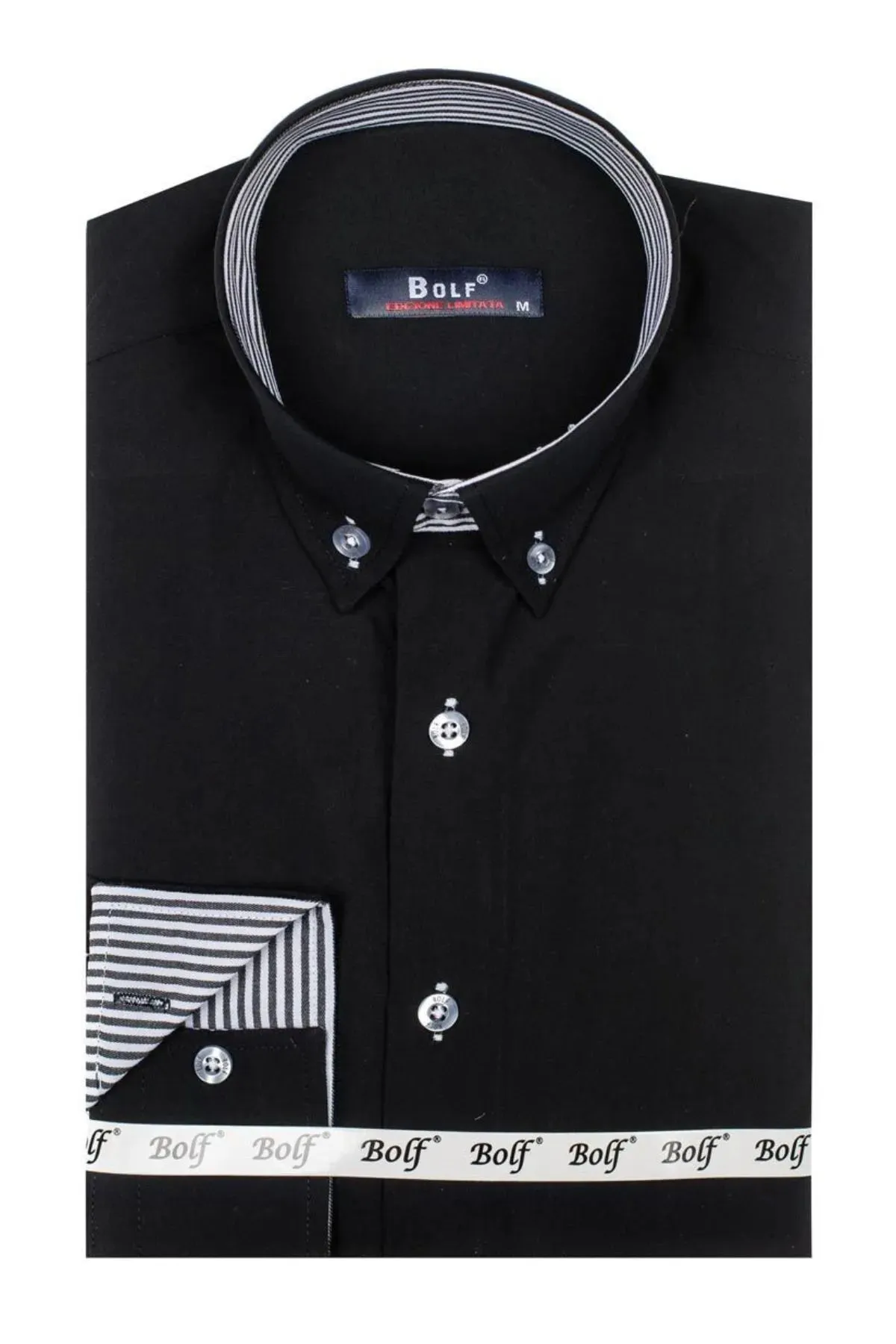 Men's Button-Down Shirt with Striped Detail