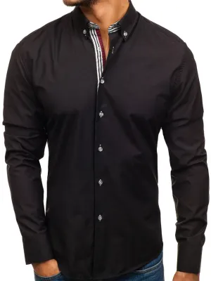 Men's Button-Down Shirt with Striped Detail