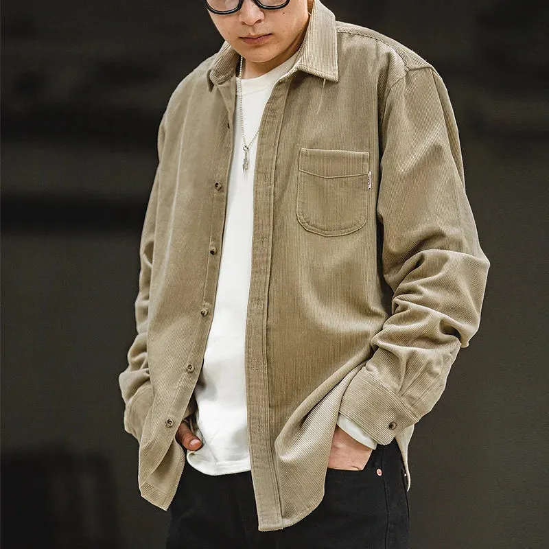 Men's Casual Corduroy Long Sleeve Shirts