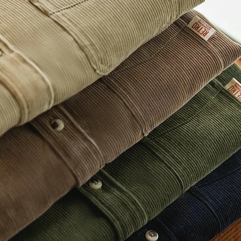 Men's Casual Corduroy Long Sleeve Shirts