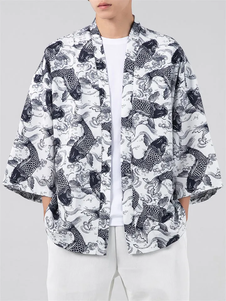 Men's Fashion 3/4 Sleeve Harajuku Kimono Shirts