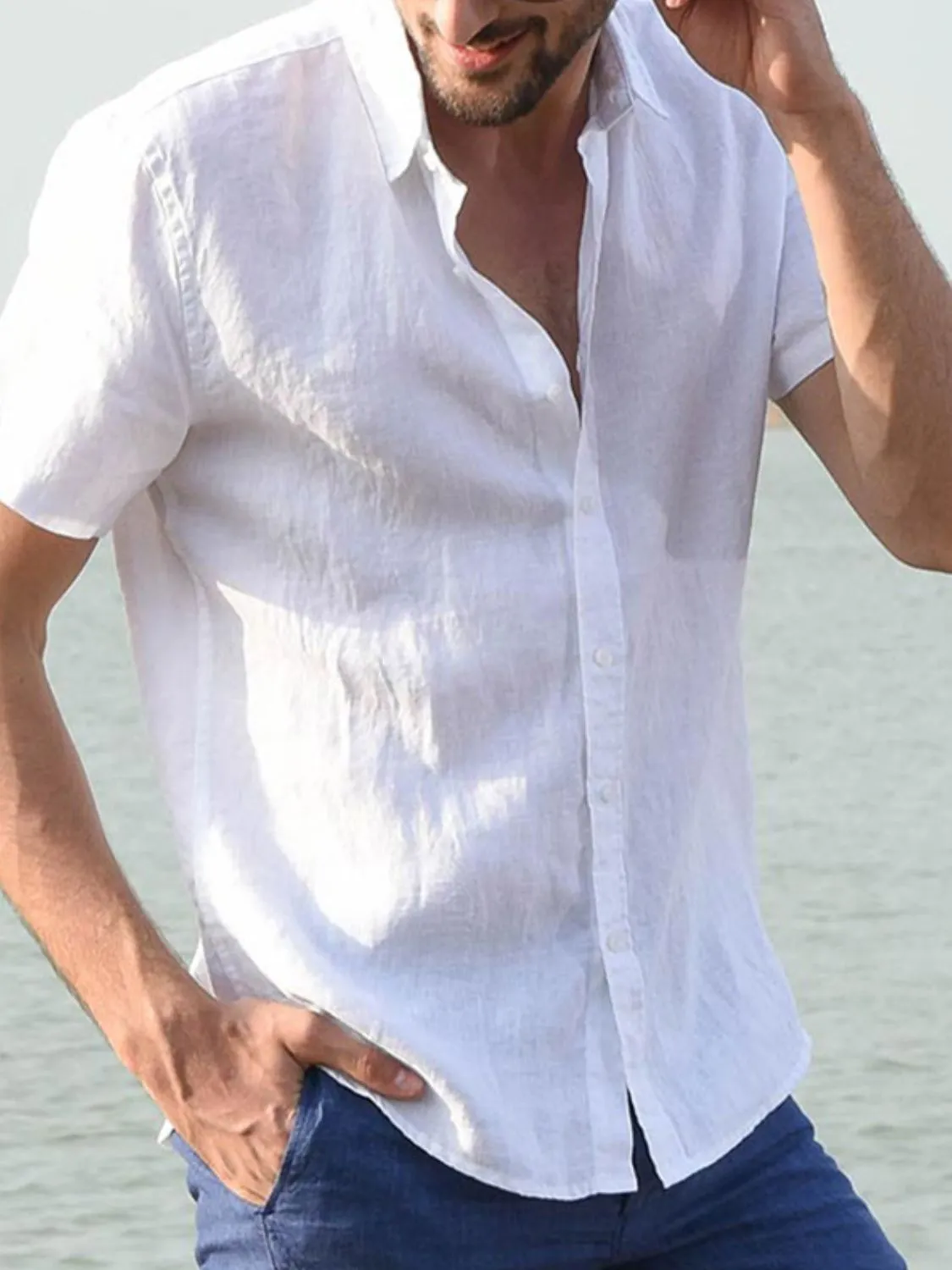 Men's Full Size Button Down Short Sleeve Shirt Plus Size