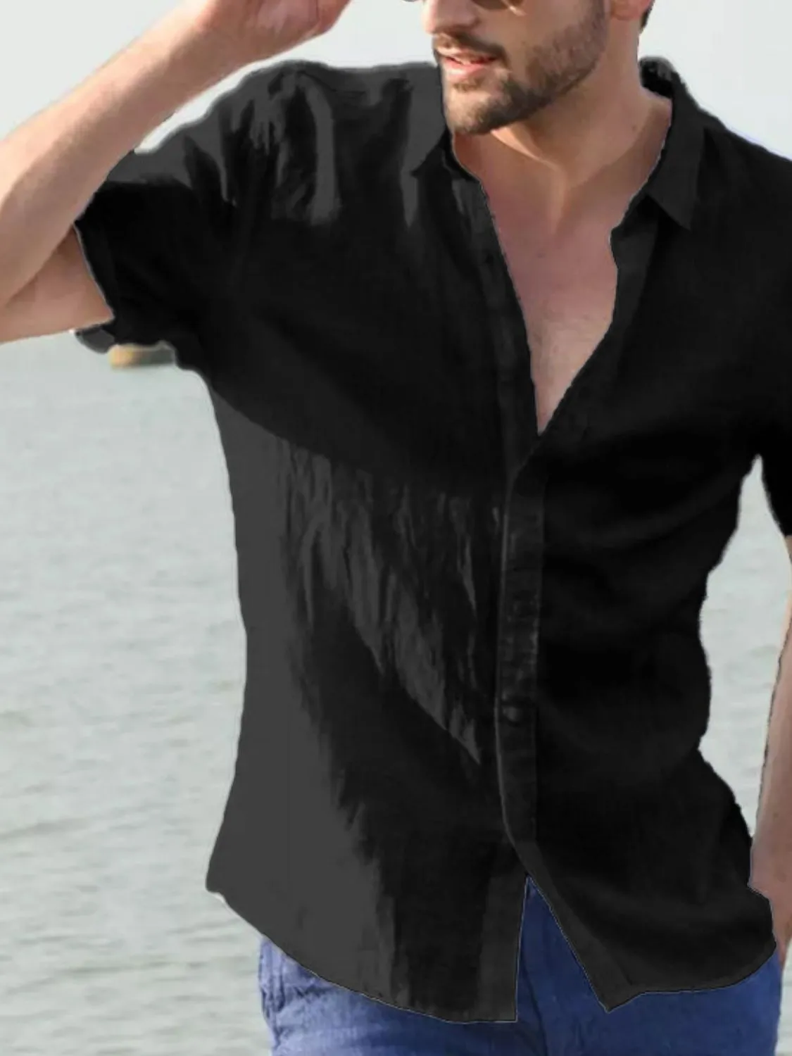 Men's Full Size Button Down Short Sleeve Shirt Plus Size