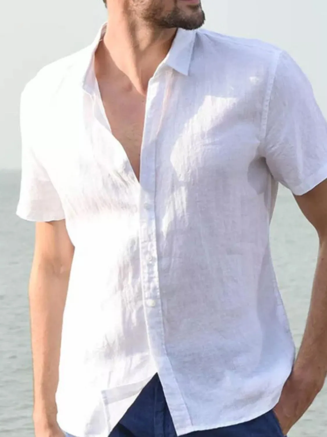 Men's Full Size Button Down Short Sleeve Shirt Plus Size