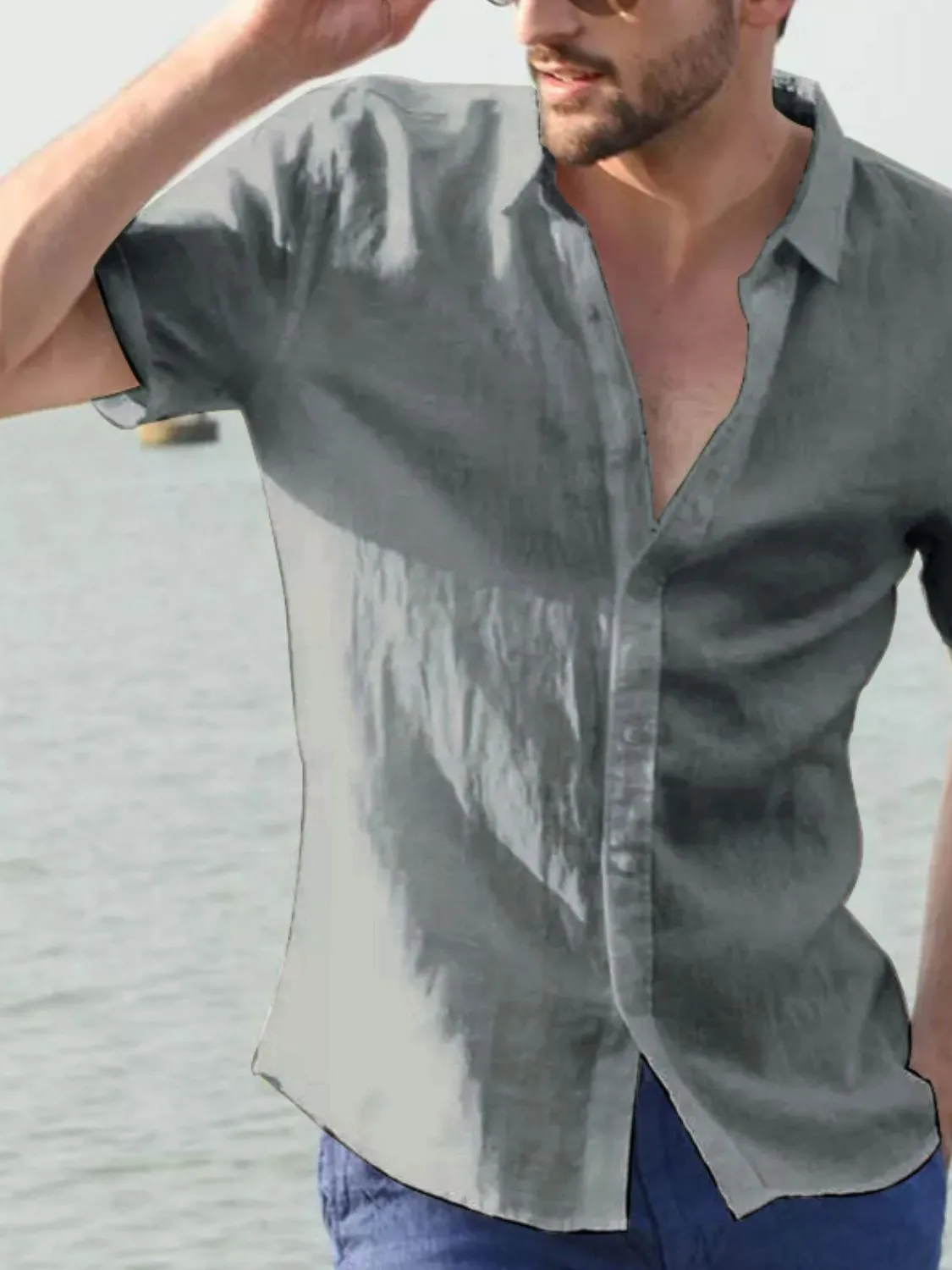 Men's Full Size Button Down Short Sleeve Shirt Plus Size