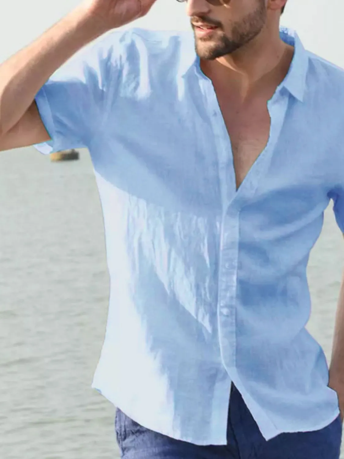 Men's Full Size Button Down Short Sleeve Shirt Plus Size