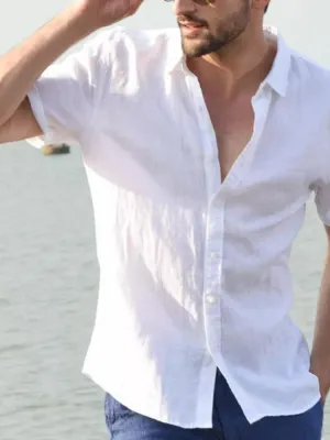 Men's Full Size Button Down Short Sleeve Shirt Plus Size