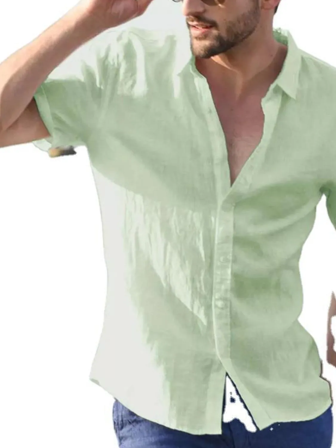 Men's Full Size Button Down Short Sleeve Shirt Plus Size